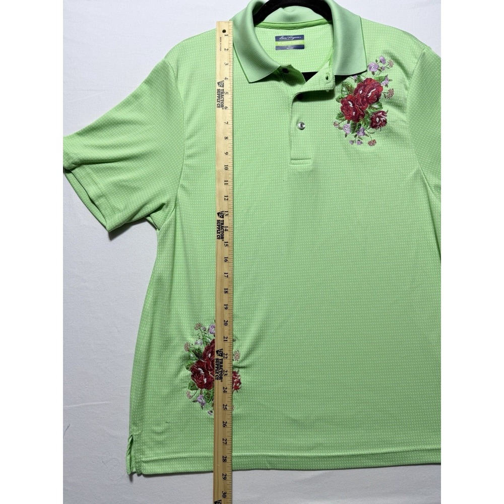 Ben Hogan Performance Polo Shirt L Green Custom Floral Embroidered Golf Shirt - Picture 5 of 16